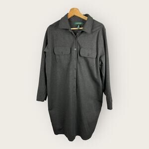 Ralph Lauren LRL sz 1X Ponte Knit Long Sleeve Button Shirt Tunic Dress Stretch